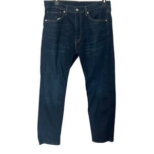 LEVI STRAUSS 505 STRAIGHT LEG HIGH-RISE DENIM JEANS, MENS, 36/32, DENIM BLUE